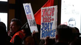 Anarchists picket London theatre hosting Jacob Rees-Mogg