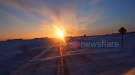 Snow drifts at sunset