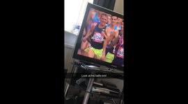 Runner with revealing shorts