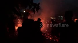 Locals from Bali launch fireballs at each other in a ritual aptly named 'fire wars'