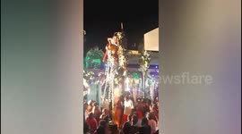 Shocking A priest  fell from 20 feet as he was showing some play in southern India.