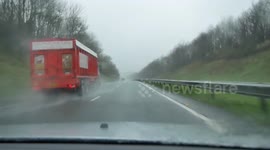 Storm Gareth puts drivers under hazardous conditions on UK motorway
