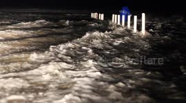 Storm Surge Along Road To Benone Beach - Storm Gareth