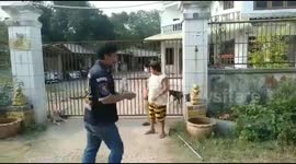 Dog rescued after getting stuck in iron gate while trying to follow her owner