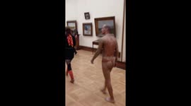 Man walks virtually naked through famous Moscow art gallery
