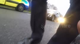 Cyclist's helmet-cam captures 'HGV hit and run' in UK's Epping