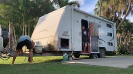 Setting up our caravan