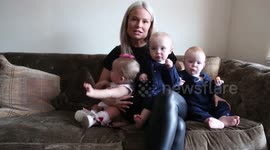 This is the incredible moment a set of triplets entered the world - in heartwarming video footage captured by their dad