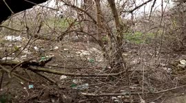 Pollution of nature the slope of the lake 2