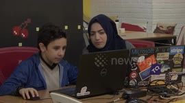 A Palestinian child in Gaza is creative in programming
