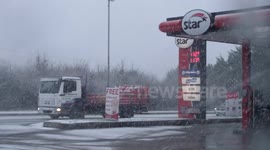 Snow Falling Over Petrol Station/Filling Station Near Derry - Jan 13th 2015