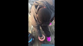 Wife terrified to bait cricket on hook!