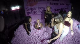 The Bachelor UK's female stars have fun in a pink ball pit