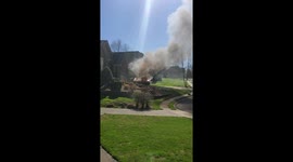 Car on fire rolled down the hill and ended up in the neighbors yard nearly hitting the house