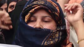 Pakistani wives of ex-Kashmiri militants protest in Srinagar demanding citizenship rights