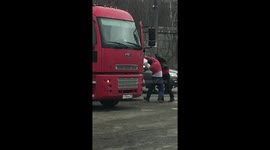 Fight on the road on the street 