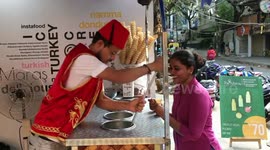 Turkish ice creams served by magicians in India.