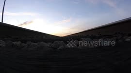 Train runs over a GoPro