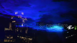 Projection of the Northern Lights created over Tower of London