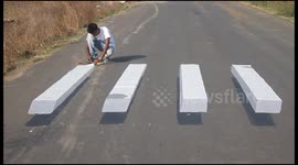 3D zebra crossing in India encourages drivers to slow down
