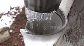 Spring weather arrives in Toronto with the last of the snow and ice melting in the city