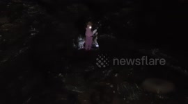 Climbing though the smugglers caves in st agnes   North cornwall