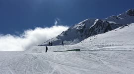 Novice snowboarder falls on trick box