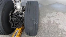 Tire puncture before takeoff.