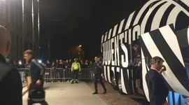 Juventus players arrive at hotel after draw against Ajax in Champions League