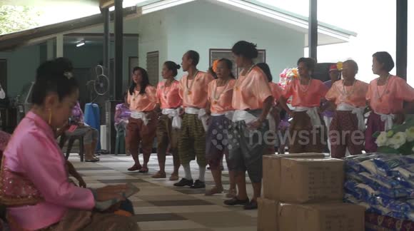 The 1 man 9 women dancing group of Saraburi, Thailand