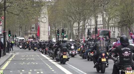 Cenotaph used as a 'bike park' as thousands of motorcycles rally in London