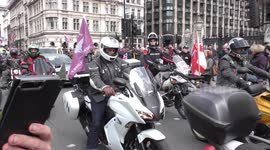 Thousands of bikers stage protest in London against plans to prosecute British soldier over Bloody Sunday