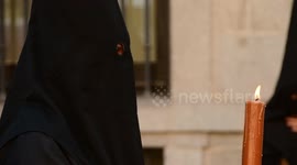 Holy Week processions of Madrid Spain 2019. Santísimo Christ of the Faith and of the Forgiveness (The Students)