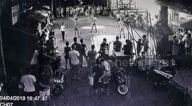 Terrifying moment basketball floodlights explode during game