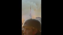 Moment when part of the tower collapses NotreDame https://t.co/nVzpfdlakW