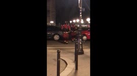 Firemen running around Notre Dame