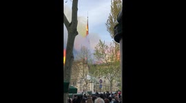 Smoke bellows from fire on the rooftop of Notre Dame
