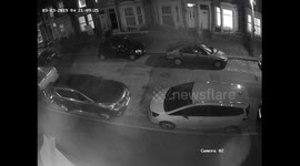Man jumping a big stone to windscreen.