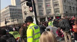 Extinction Rebellion's protest draws more crowds on London's Oxford Street
