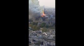 Notre dame fire spreading view from the top floor of Sorbonne university