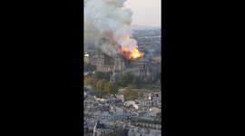 Notre dame fire spreading view from the top floor of Sorbonne university