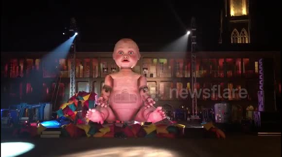 Giant mechanical baby installed for UK theatre production