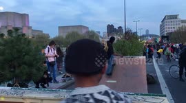 Skateboarding on Waterloo Bridge Extinction Rebellion Protest Day Four