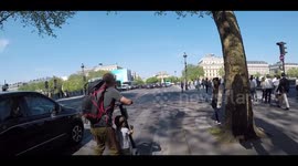 Dangerous attitude of a father driving with his very young kid on a Limebike scooter