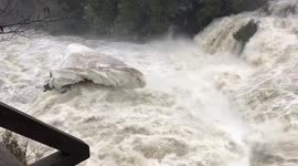 Crazy falls amidst flooding