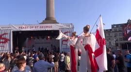 People celebrate St.George Day on Trafalgar square, London, UK