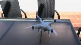 drone taking off in slow motion