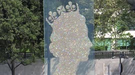 A sculpture of the Queen's head made from one million crystals is set at Park Lane, London