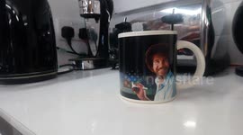 Bunch of millennials gasp as thermochromic Bob Ross mug reveals work of art