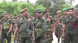 Sri Lankan military at scene of blast at suspected militant hideout